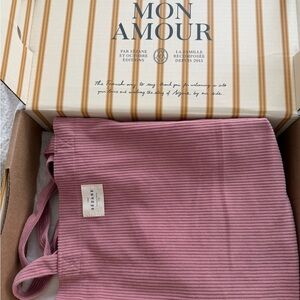 Sezane Ribbed Midi Bag in Dusty Pink